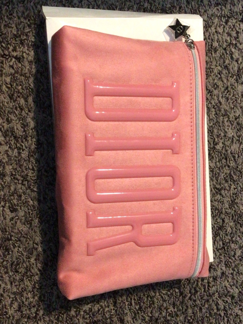 Dior Pink Embossed Zip Pouch